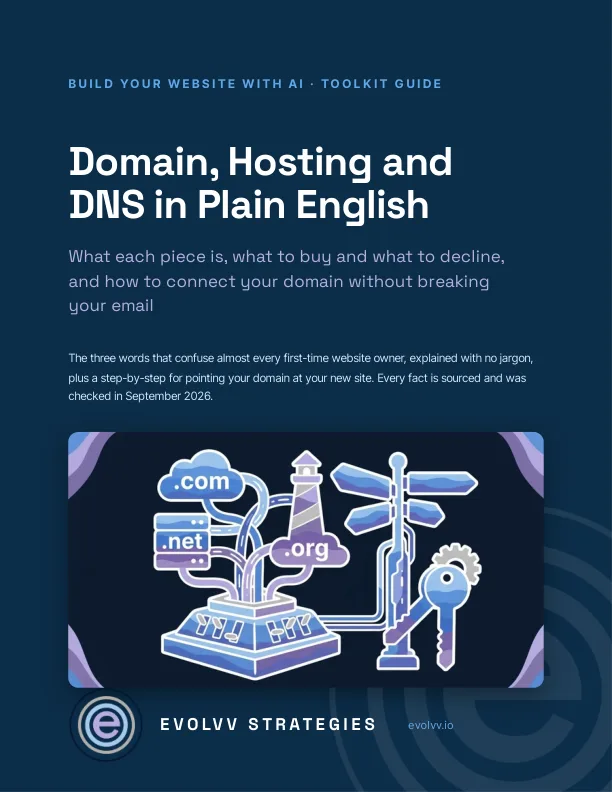 Domain, Hosting and DNS in Plain English PDF cover