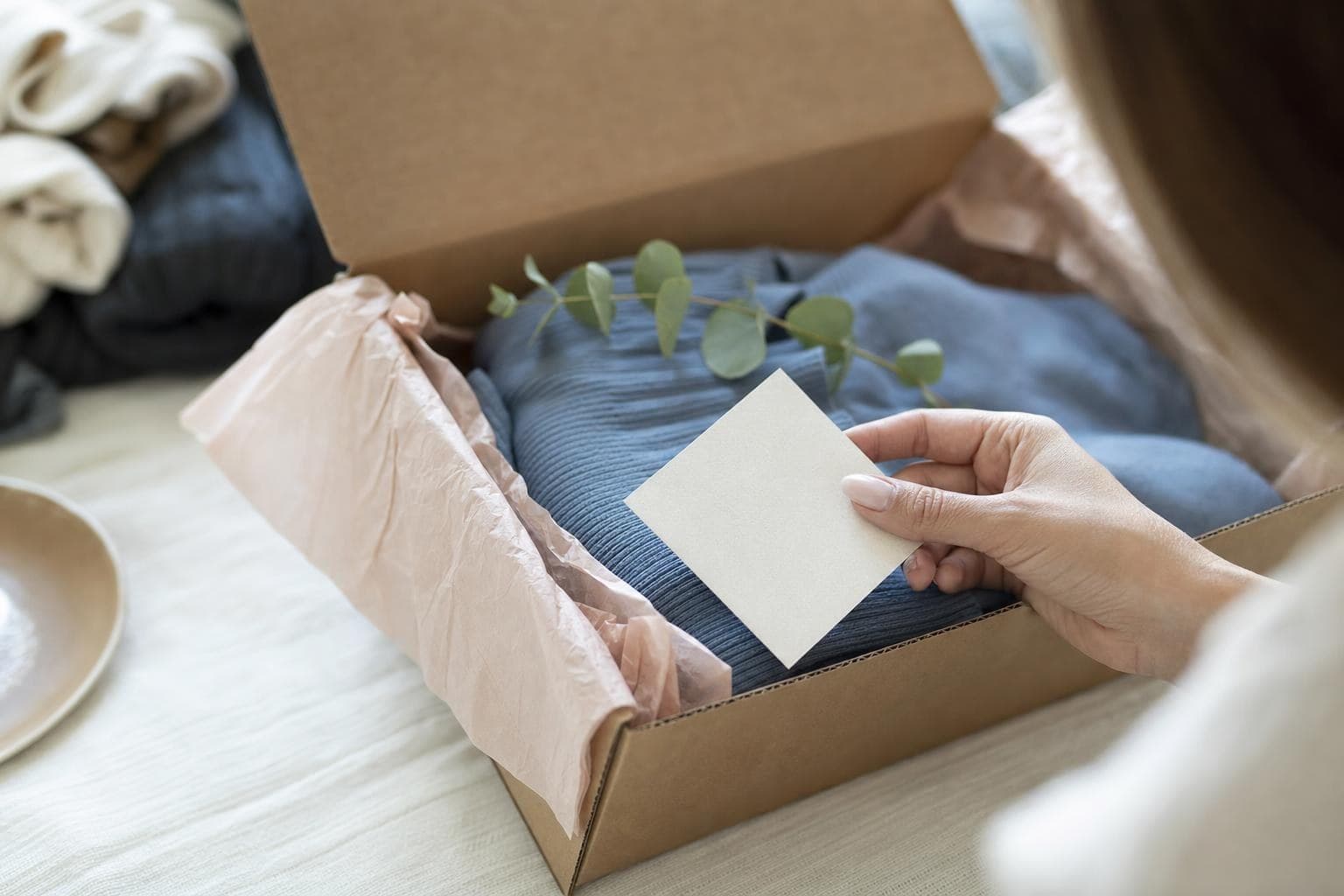 A photo of a small, thoughtful handwritten note tucked into a customer's order package.