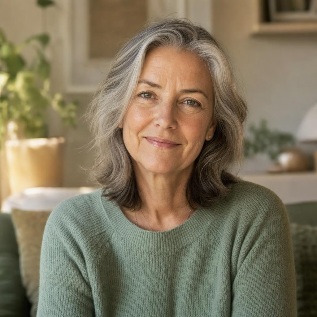 R.S., a Linden member in her fifties, smiling gently in soft natural light
