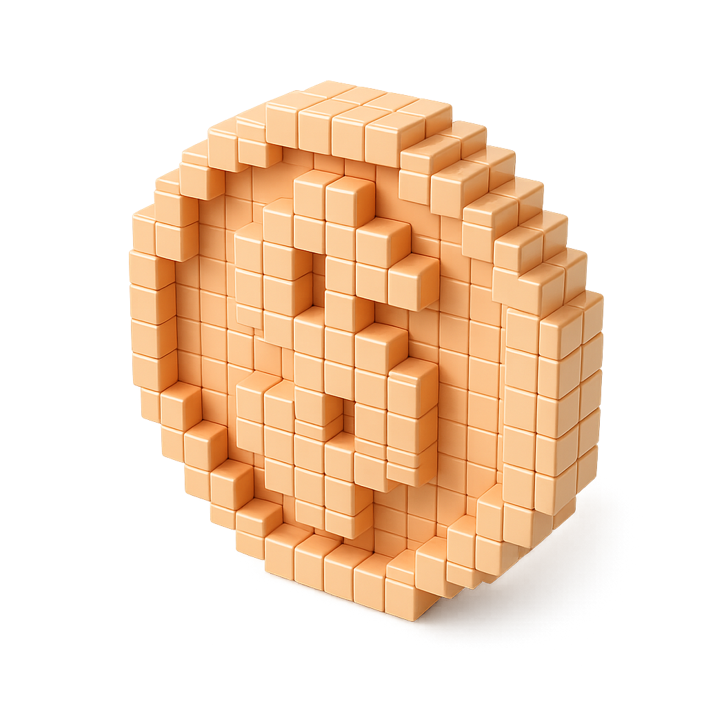 Voxel coin with a dollar mark
