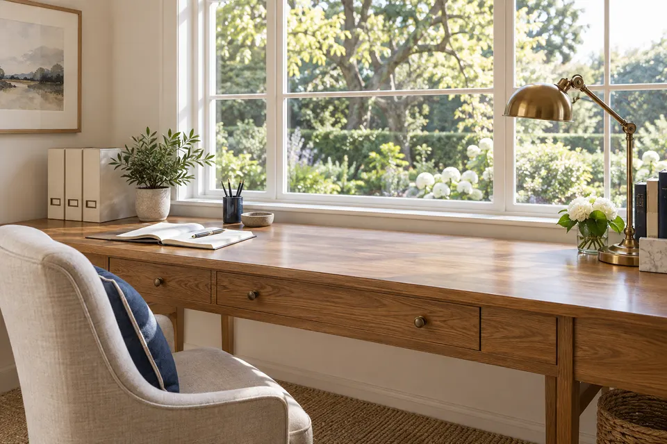 A quiet desk beside a window, ready for the year ahead.