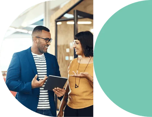 Two people mapping out a project plan