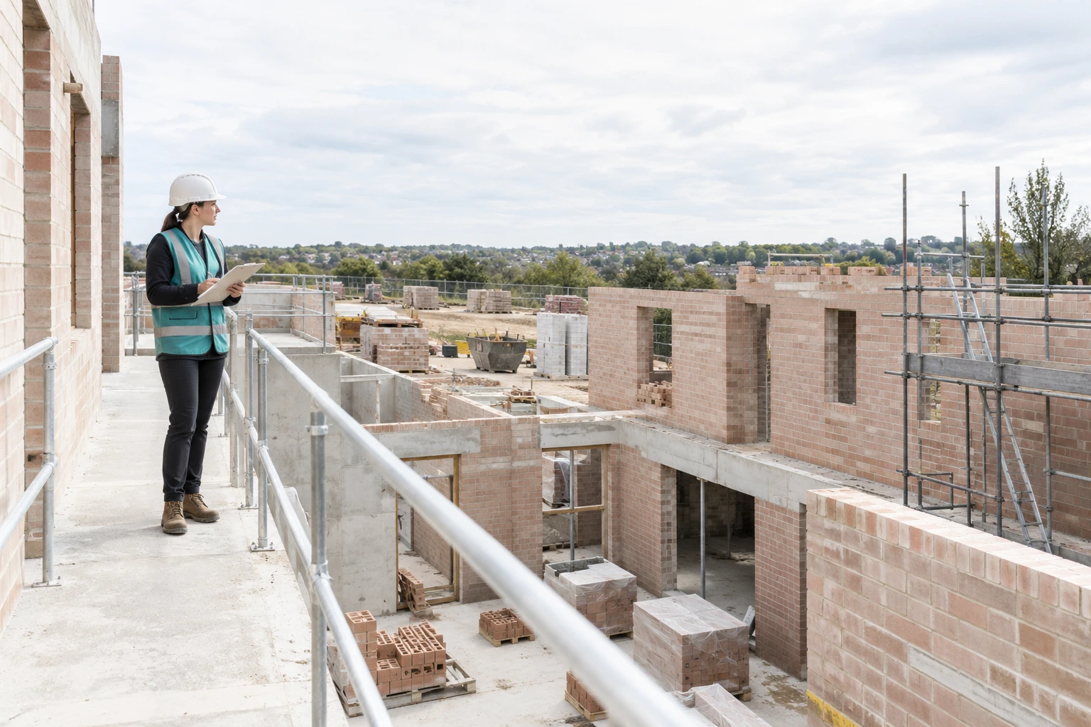 A quantity surveyor recording work at an active build