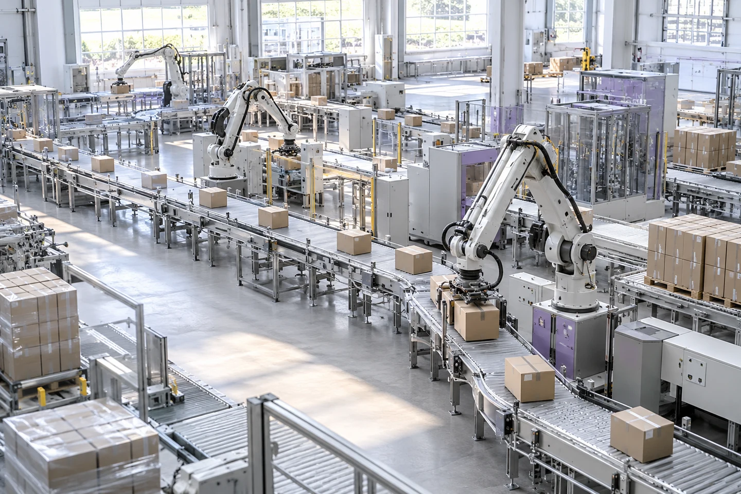 A packing line on a commercial factory floor