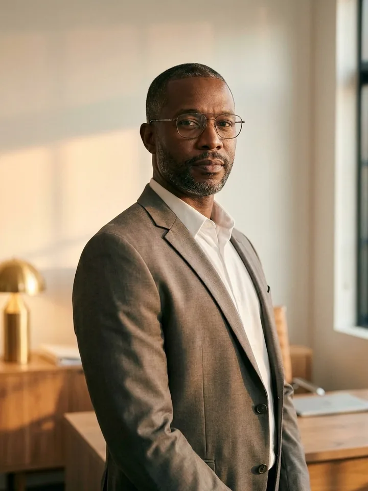 Portrait of Desmond Ayers, counsel, in the firm’s office